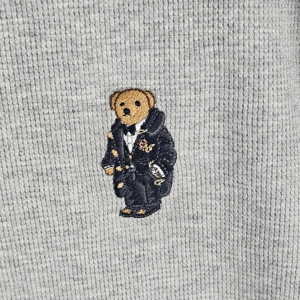 Polo Ralph Lauren Sleepwear Mens XL Grey Polo Bear Waffle Thermal Long Sleeve